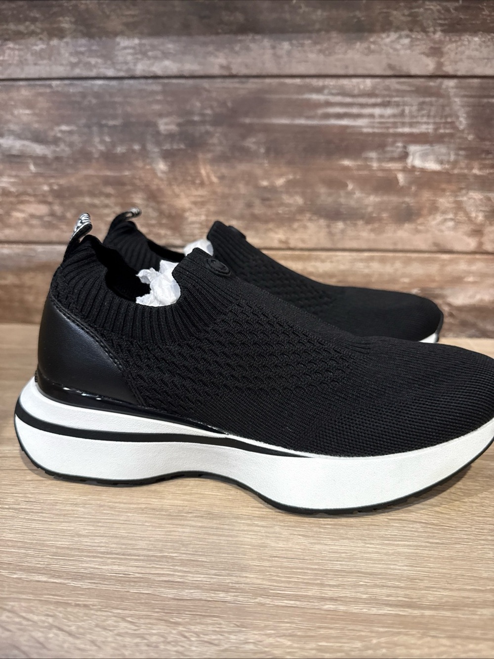 Men’s Slip-On Knit Platform Sneakers - Black